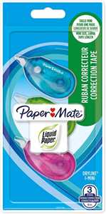 Cartoleria Correttore a nastro DRYLINE i-MINI 6 m x 5 mm - (blu , verde, fucsia) in blister da 3 pz. Paper Mate