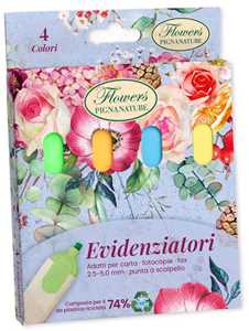 Cartoleria Blister 4 Evidenziatori Flowers Pigna