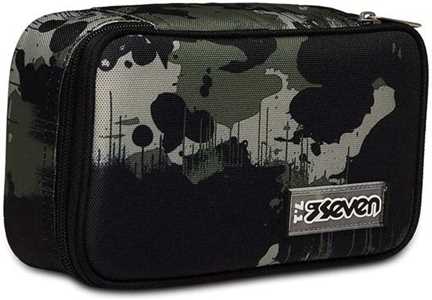 Cartoleria Astuccio Quick Case Seven Freethink Boy Verde e nero fantasia militare - 23,5 x 11 x 6 cm Seven