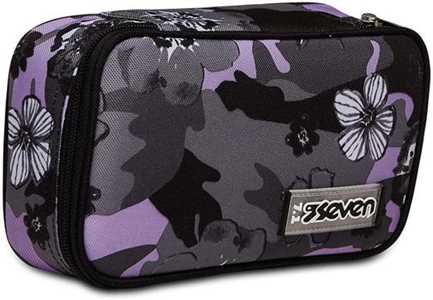 Cartoleria Astuccio Quick Case Seven Freethink Girl, assortito - Grigio, viola fantasia fiori - 23,5 x 11 x 6 cm Seven