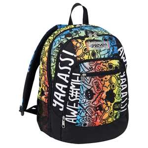 Cartoleria Zaino scuola Advanced con Cuffia Gaming Seven Fluo Stamp, Jet Black - 31 x 43 x 24 cm Seven