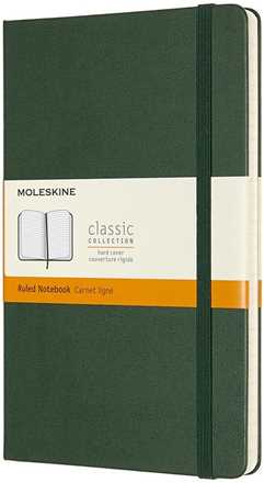 Cartoleria Taccuino Moleskine large a righe copertina rigida verde. Myrtle Green Moleskine