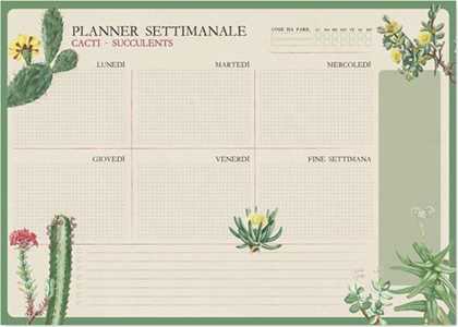 Cartoleria Bloc Planner Settimanale A3 Botanical Cacti Italiano Kokonote Kokonote