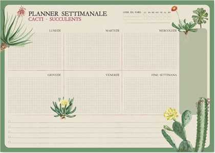 Cartoleria Bloc Planner Settimanale A4 Botanical Cacti Italiano Kokonote Kokonote