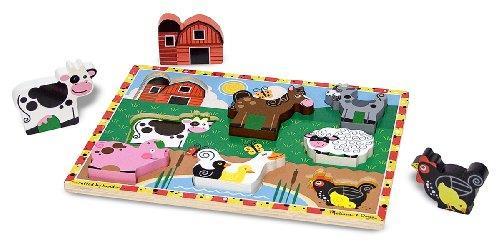Wooden Chunky Puzzle Farm Animals Puzzle con formine 7 pezzo(i) PY9855