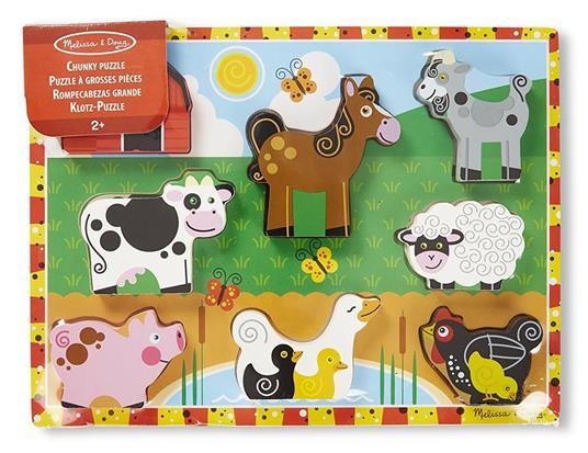 Wooden Chunky Puzzle Farm Animals Puzzle con formine 7 pezzo(i) - 8