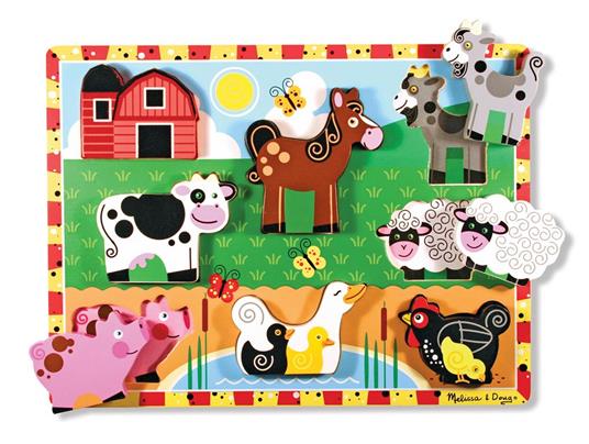 Wooden Chunky Puzzle Farm Animals Puzzle con formine 7 pezzo(i)