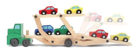 Melissa & Doug Car Carrier Truck & Cars Wooden Toy Set veicolo giocattolo - 3