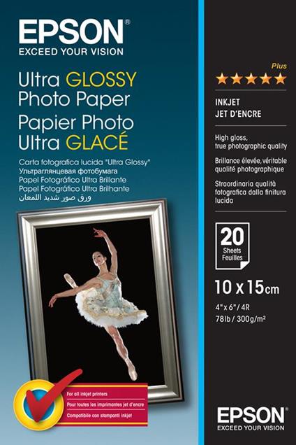 Epson Ultra Glossy Photo Paper - 10x15cm - 20 Fogli
