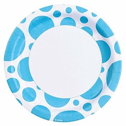 Solid Colour Dots Caribbean Blue. 8 Piatti 23 Cm
