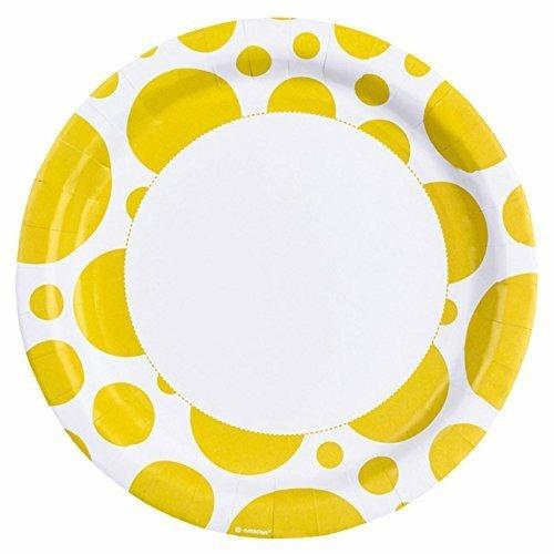Solid Colour Dots Yellow. 8 Piatto 23 Cm