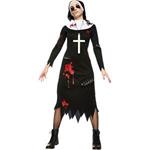 amscan Nun Size 10-12 Costume da suora creepy zombie  Taglia 10  12, Nero, da donna, 9902703