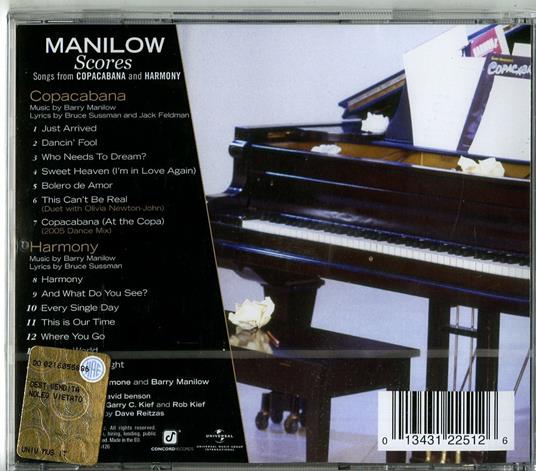 Scores. Songs from Copacabana and Harmony - CD Audio di Barry Manilow - 2