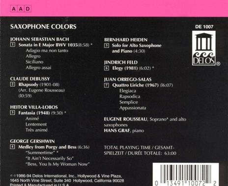 Saxophone Colors - CD Audio di Hans Graf - 2