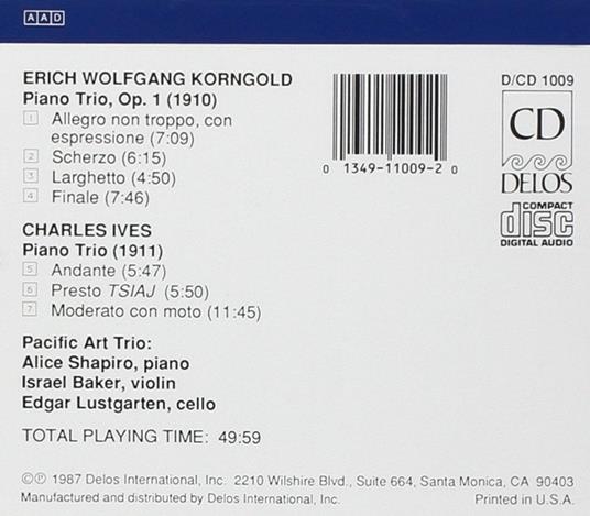 Piano Trio Op.1 - CD Audio di Erich Wolfgang Korngold - 2
