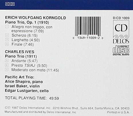 Piano Trio Op.1 - CD Audio di Erich Wolfgang Korngold - 3