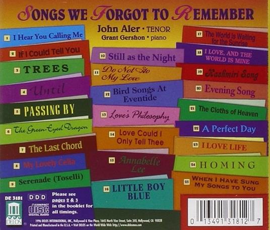 Songs We Forgot to Remember (Digipack) - CD Audio di John Aler - 2