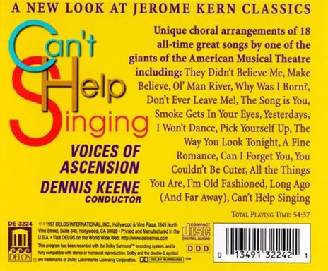 Can't Help Singing, Can I Forget You, All the Things You Are, I Won't Dance - CD Audio di Jerome Kern,Dennis Keene