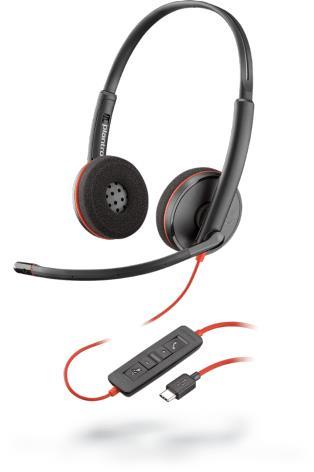 POLY Blackwire 3225 Cuffia Padiglione auricolare Nero, Rosso