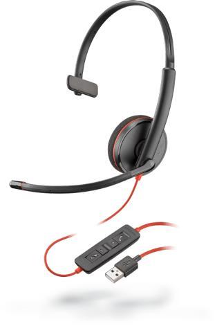 POLY Blackwire C3210 Cuffia Padiglione auricolare Nero, Rosso