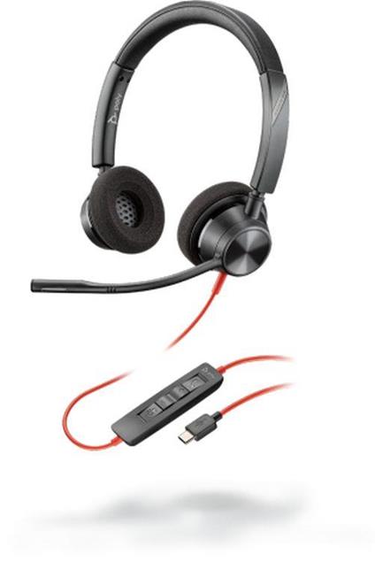 POLY Blackwire 3320 Cuffia Padiglione auricolare USB tipo-C Nero, Rosso