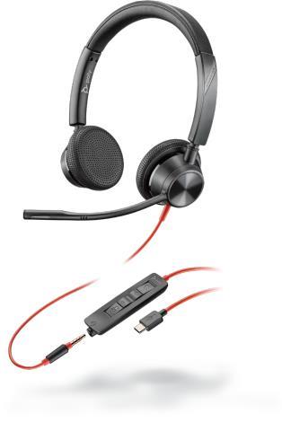 POLY Blackwire 3325 Cuffia Padiglione auricolare Nero, Rosso
