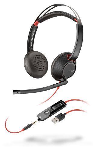 POLY Blackwire C5220 Cuffia Padiglione auricolare Nero, Rosso Connettore 3.5 mm USB tipo A