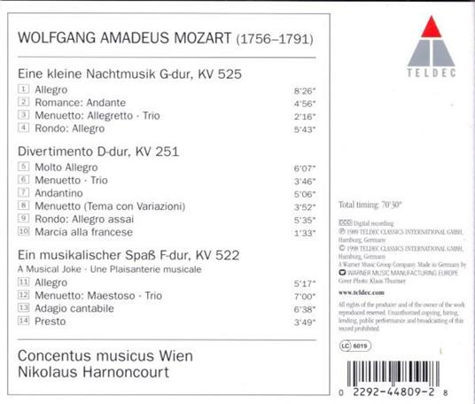 Eine Kleine Nachtmusik - CD Audio di Wolfgang Amadeus Mozart - 2