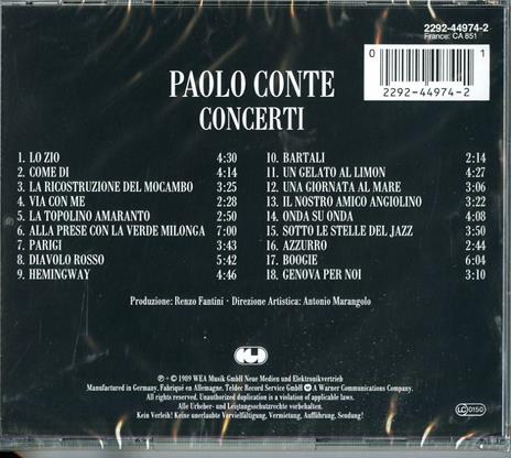Concerti - CD Audio di Paolo Conte - 2