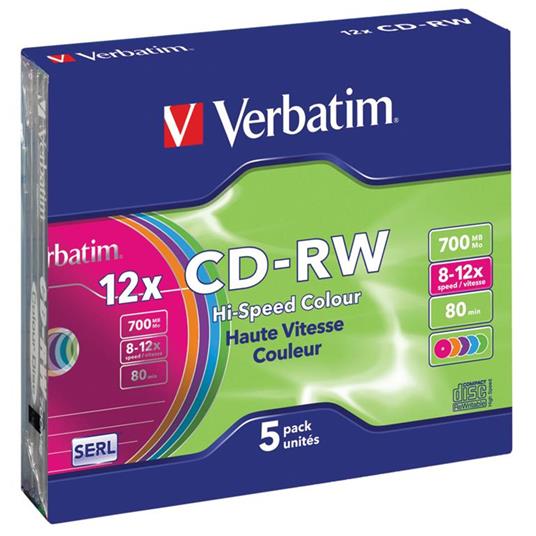 CD-RW Verbatim CD 700MB (5 Pezzi) - 10