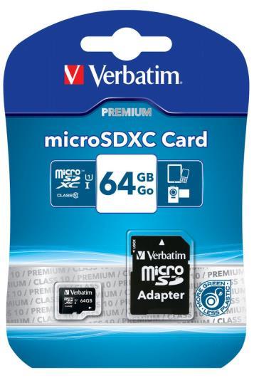 Memory Card Verbatim 64Gb microSDXC (Adapt) - 10