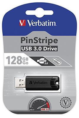 Verbatim PinStripe 128Gb USB 3.0 (3.1 Gen 1) Tipo-A Nero unità Flash USB