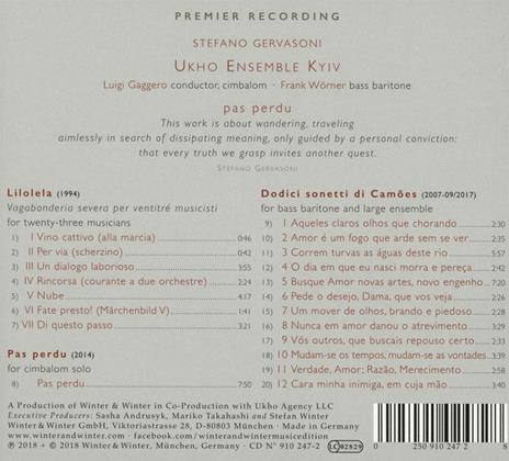 Pas perdu - CD Audio di Stefano Gervasoni,Luigi Gaggero,Frank Wörner,Ukho Ensemble Kyiv - 2