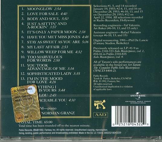 Art Tatum Solo Masterpieces vol.1 - CD Audio di Art Tatum - 2