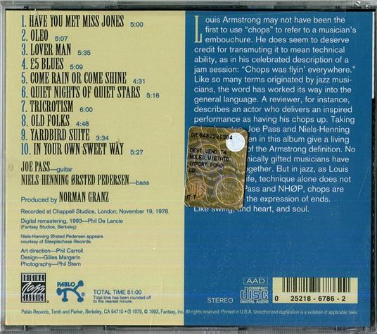 Chops - CD Audio di Joe Pass,Niels-Henning Orsted Pedersen - 2