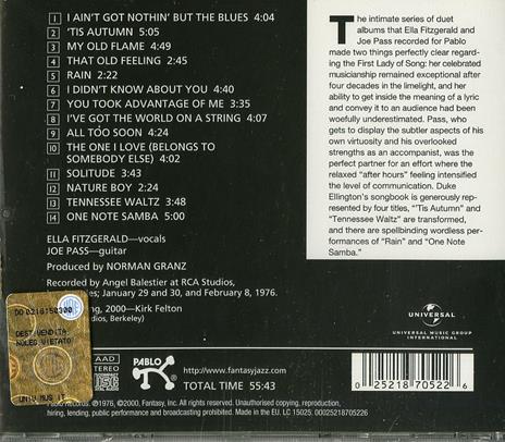 Fitzgerald and Pass Again - CD Audio di Ella Fitzgerald,Joe Pass - 2