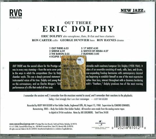 Out There (Rudy Van Gelder) - CD Audio di Eric Dolphy - 2
