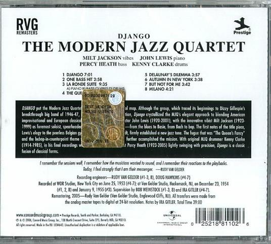 Django (Rudy Van Gelder) - CD Audio di Modern Jazz Quartet - 2