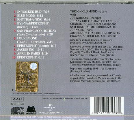 San Francisco Holiday - CD Audio di Thelonious Monk - 2