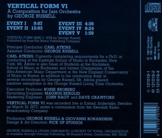 Vertical Form vi - CD Audio di George Russell - 2