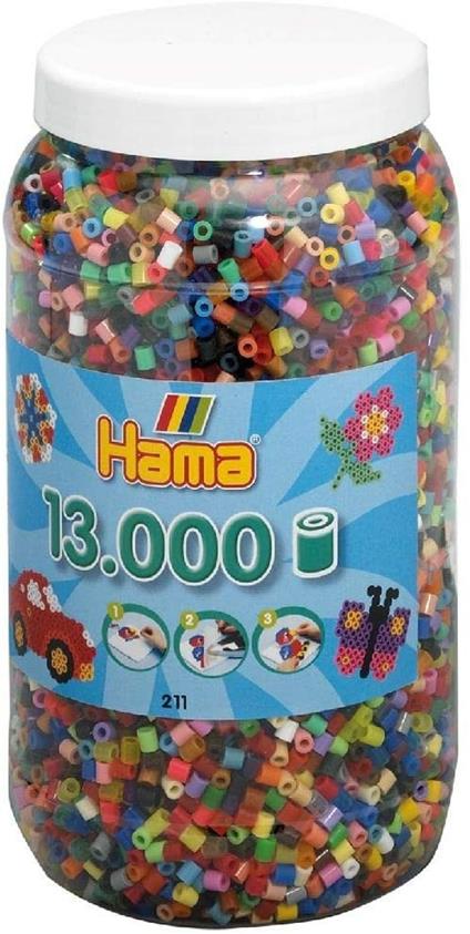 Hama Perlen 211-68 perline XXL da stirare con circa 13.000 perline colorate Midi per bricolage, diametro 5 mm, in 52 colori, divertimento creativo per grandi e piccini