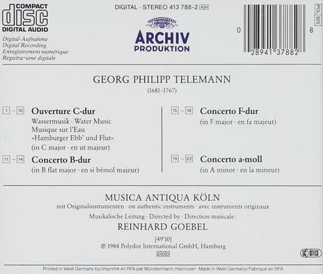 Wassermusik - Tre concerti - CD Audio di Georg Philipp Telemann,Reinhard Goebel,Musica Antiqua Köln - 2