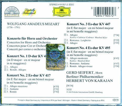 Concerti per corno - CD Audio di Wolfgang Amadeus Mozart,Herbert Von Karajan,Berliner Philharmoniker - 2