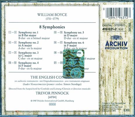 8 Sinfonie - CD Audio di English Concert,Trevor Pinnock,William Boyce - 2