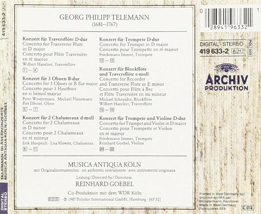 Concerti per fiati - CD Audio di Georg Philipp Telemann,Reinhard Goebel,Musica Antiqua Köln - 2
