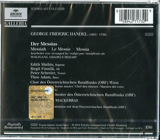 Il Messia - CD Audio di Sir Charles Mackerras,Peter Schreier,Theo Adam,Edith Mathis,Georg Friedrich Händel - 2