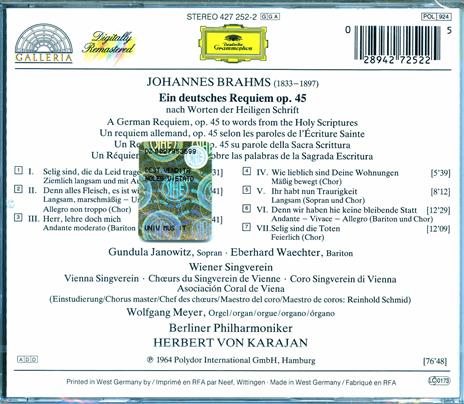 Un Requiem tedesco (Ein Deutsches Requiem) - CD Audio di Johannes Brahms,Herbert Von Karajan,Berliner Philharmoniker - 2
