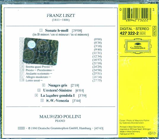 Sonata in Si minore - Nuages gris - La lugubre gondola 1 - Unstern Sinistre / Venezia - CD Audio di Franz Liszt,Richard Wagner,Maurizio Pollini - 2