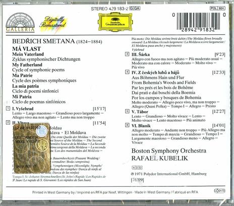 La mia patria (Ma Vlast) - CD Audio di Bedrich Smetana,Rafael Kubelik,Boston Symphony Orchestra - 2