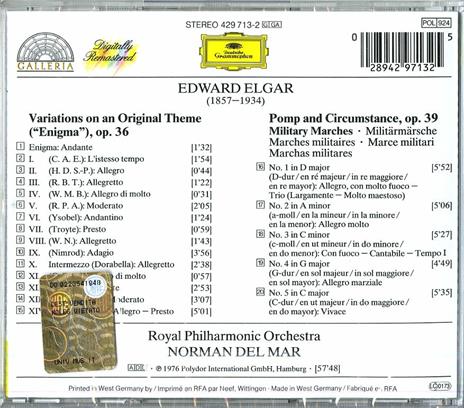 Variazioni Enigma - Pomp and Circumstance - Marce - CD Audio di Edward Elgar,Royal Philharmonic Orchestra,Norman Del Mar - 2